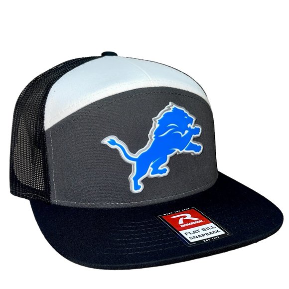 Detroit Lions 3D Snapback Seven-Panel Trucker Hat- Charcoal/ Black/ White - Picture 3 of 4
